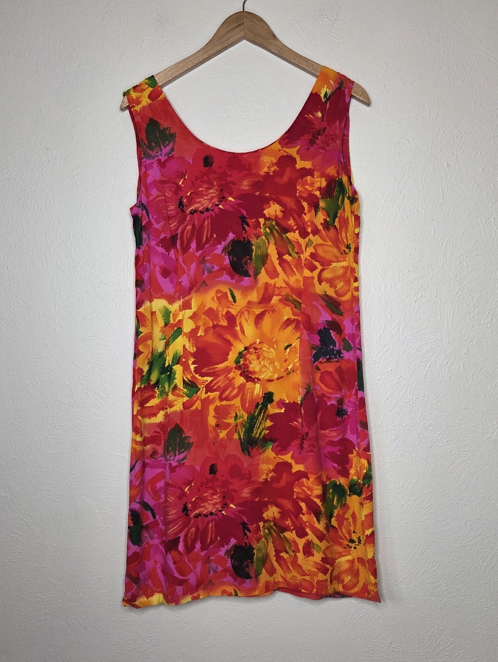 Vintage 80s Jams World Mini Dress Floral Tropical Sleeveless Shift Dopamine